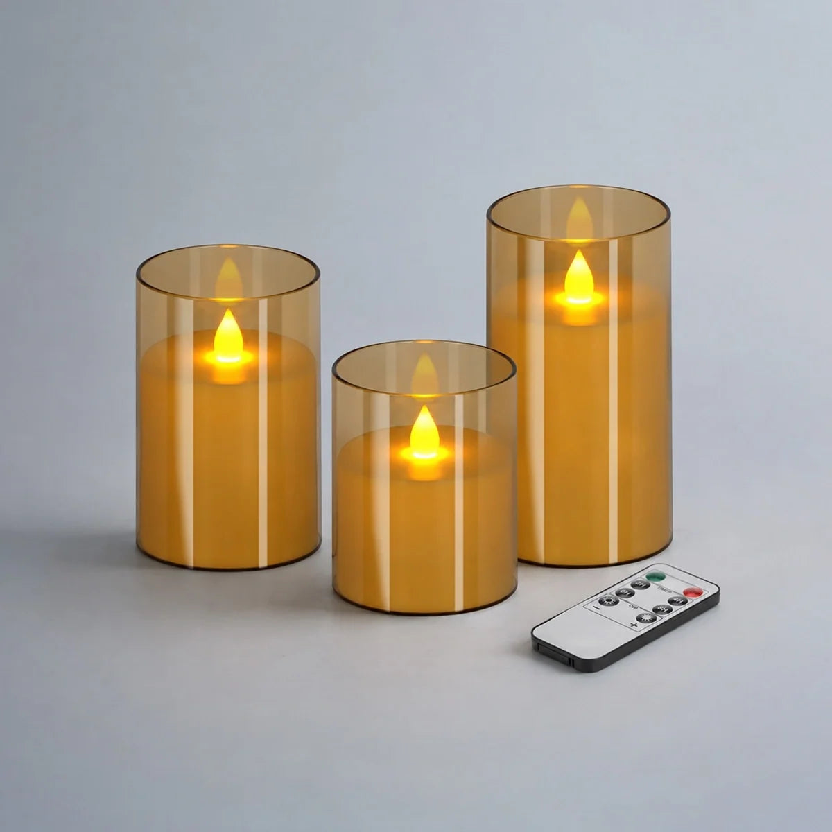Amber Acrylic Glass Pillar Flameless Candle 12 Pack × 6 Flameless Candle – Glass detail 7