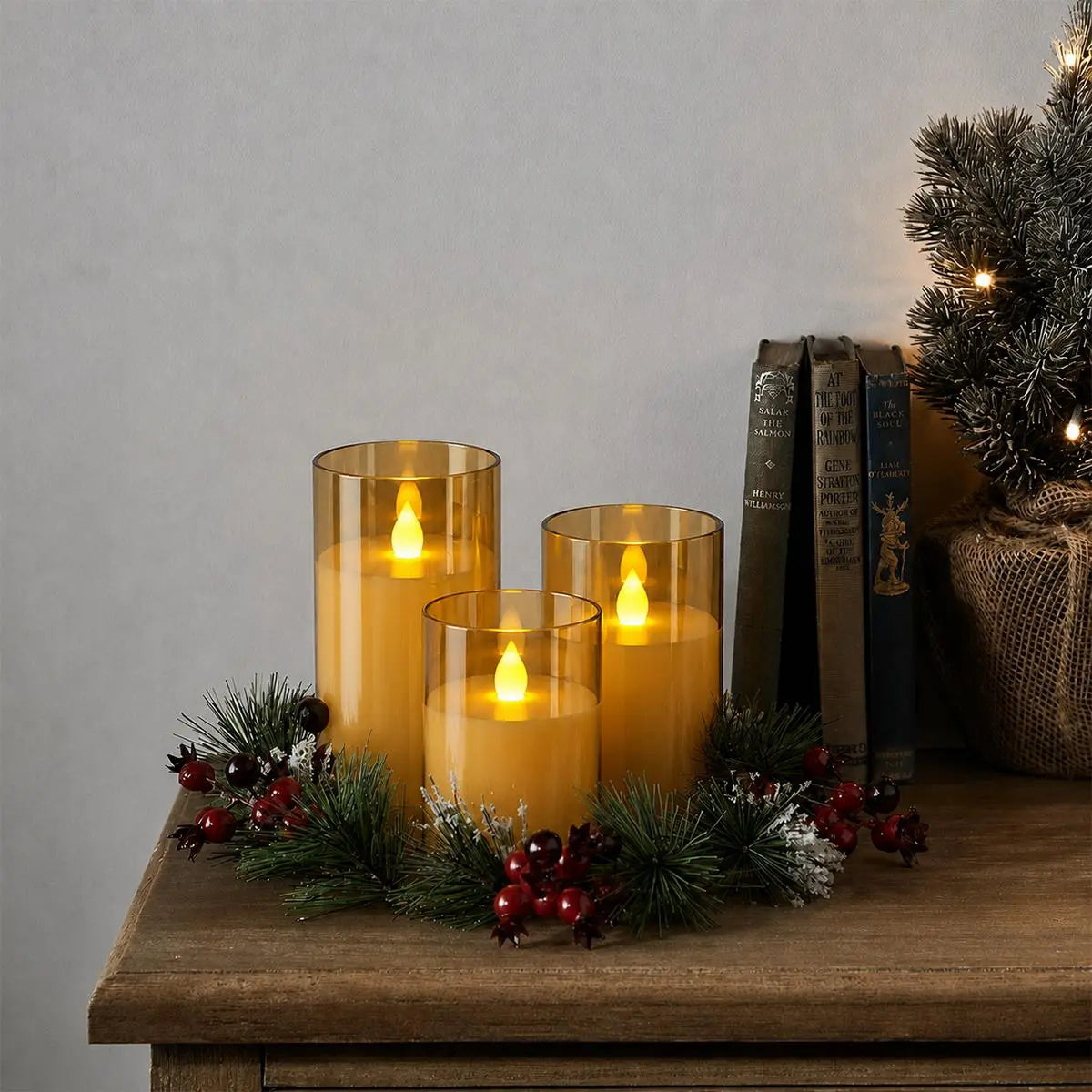 Amber Acrylic Glass Pillar Flameless Candle 12 Pack × 6 Flameless Candle – Glass detail 6