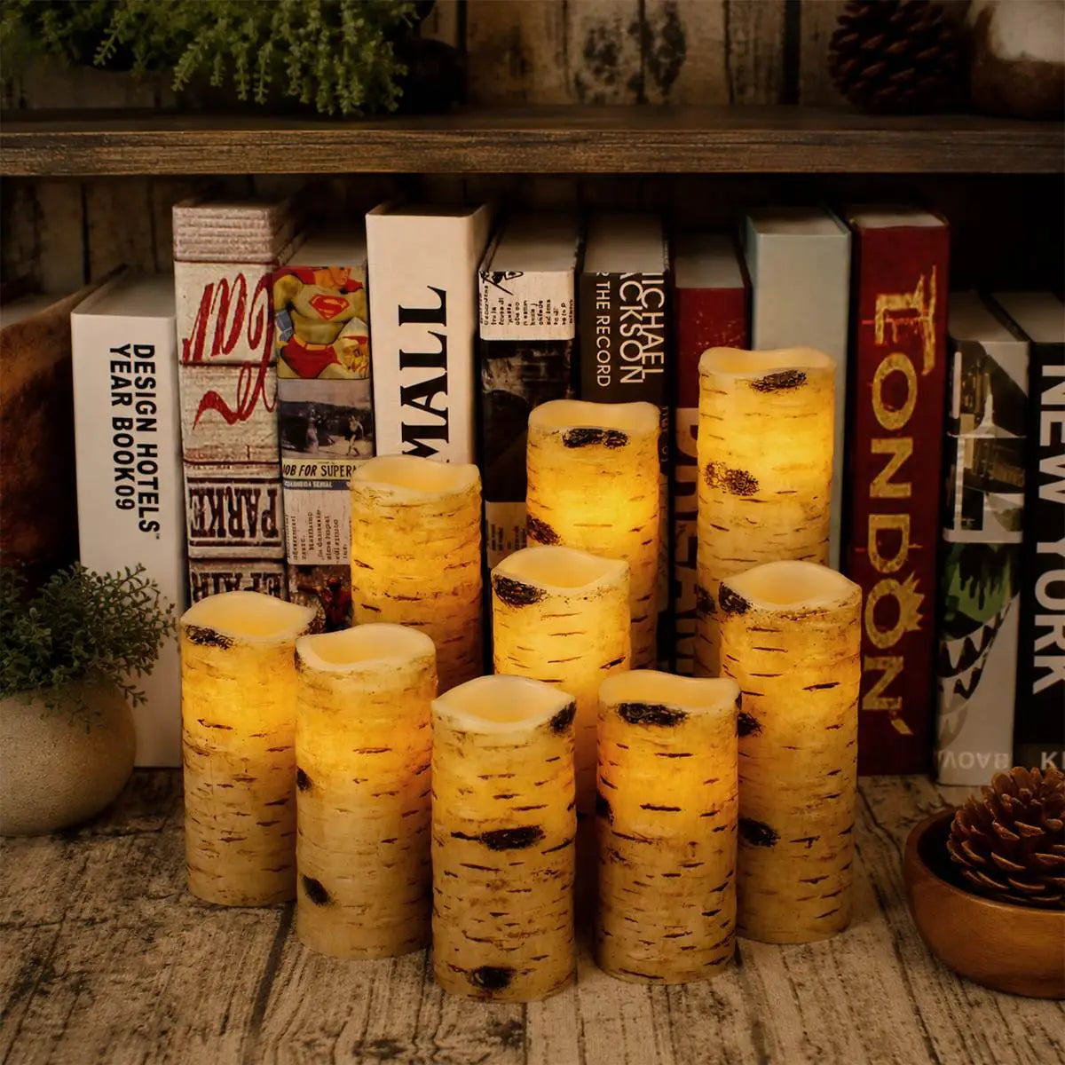 Birch Bark LED Flameless Paraffin Candle 9 Pack × 8 Flameless Candle – detail 4