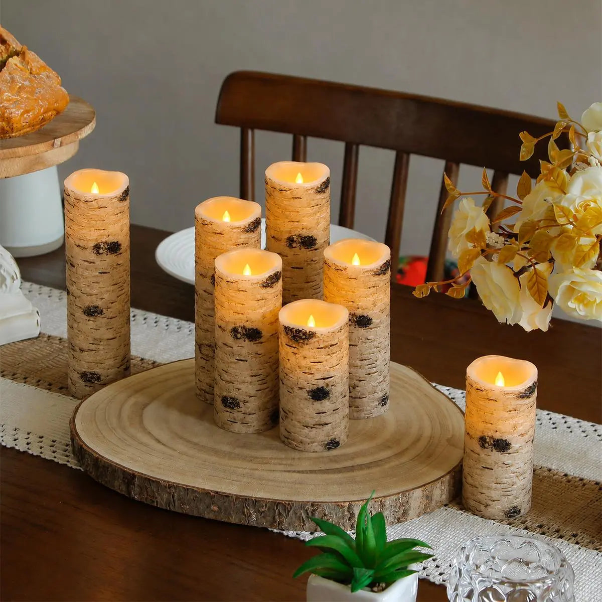 Birch Bark LED Flameless Paraffin Candle 9 Pack × 8 Flameless Candle – detail 6