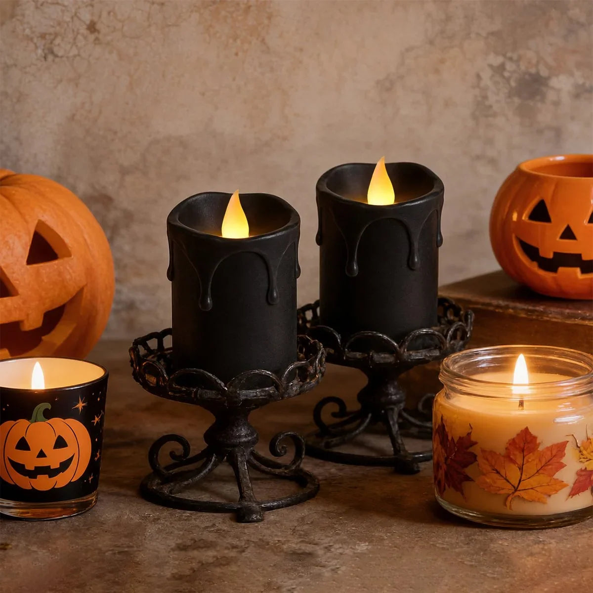 Black Drip Flameless Votive Candles 12 Pack × 36 Flameless Candle