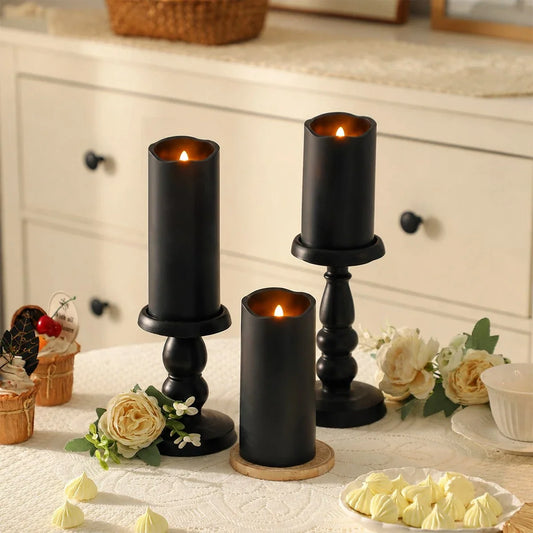 Black LED Flameless Paraffin Candle 9 Pack × 8 Flameless Candle