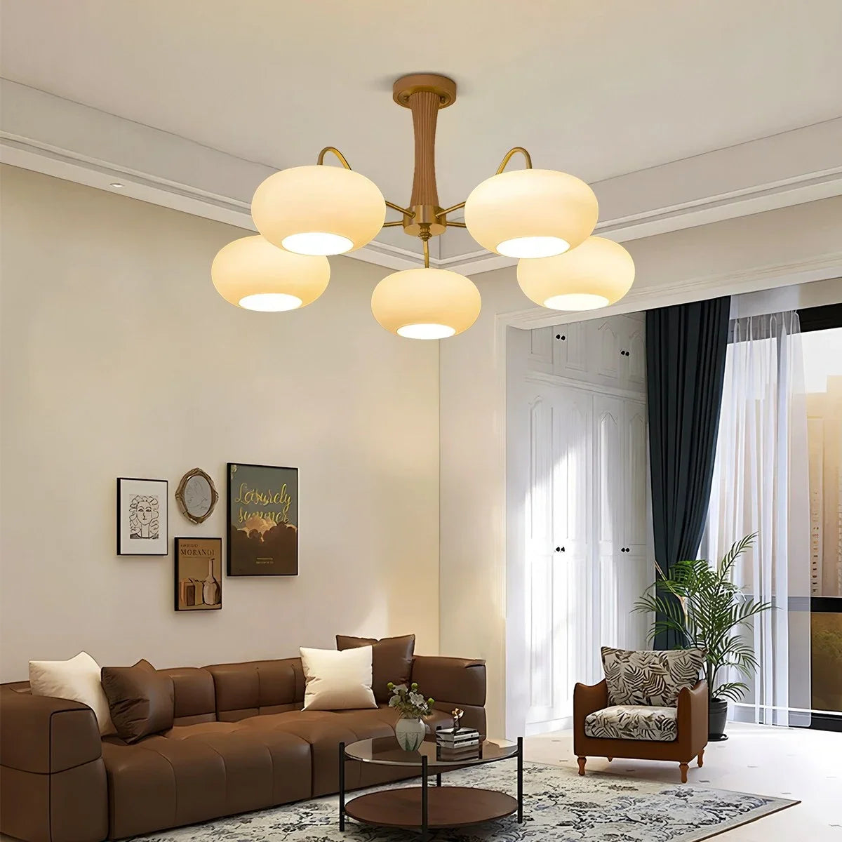 Brass Wooden Persimmon Chandelier – Brass detail 25