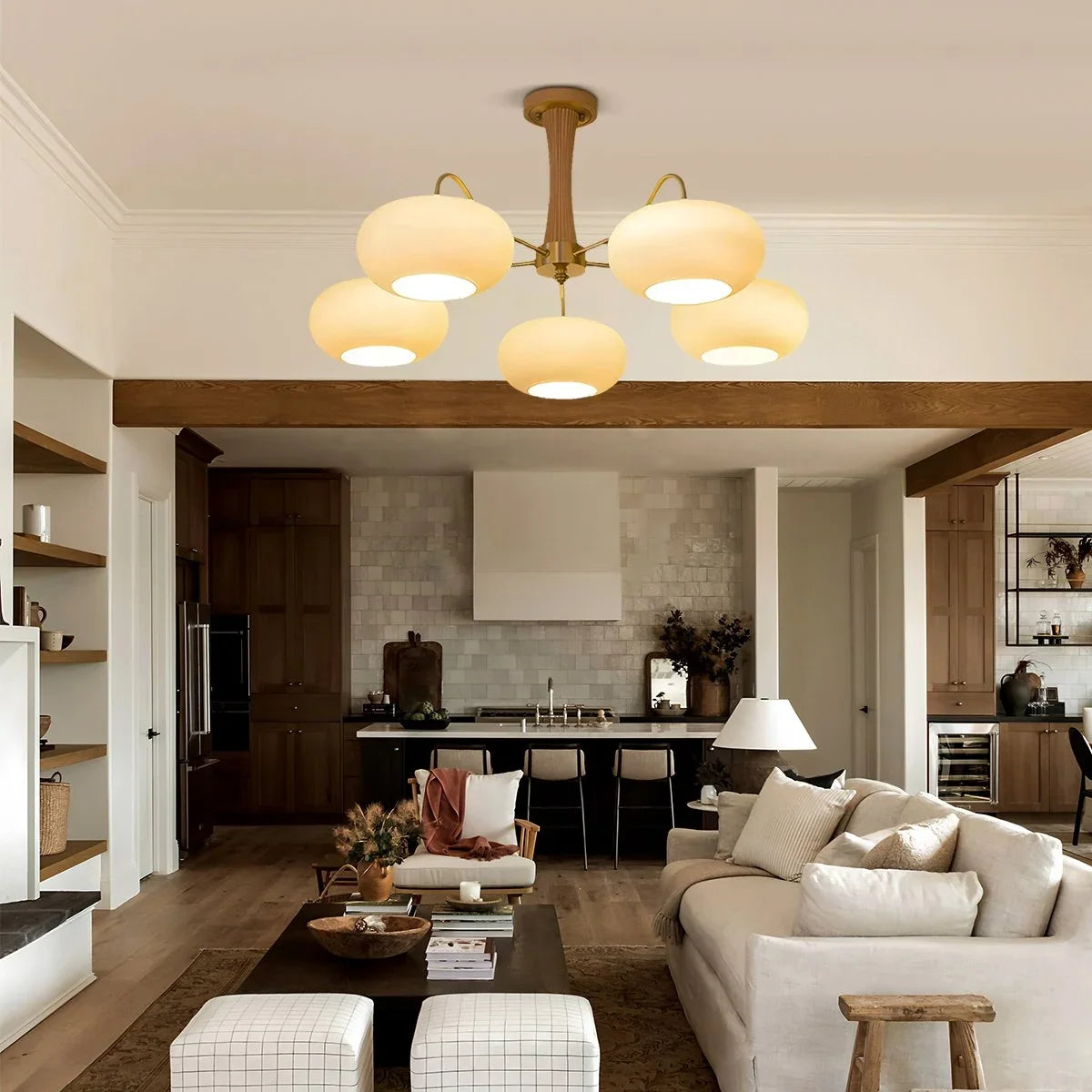 Brass Wooden Persimmon Chandelier – Brass detail 26