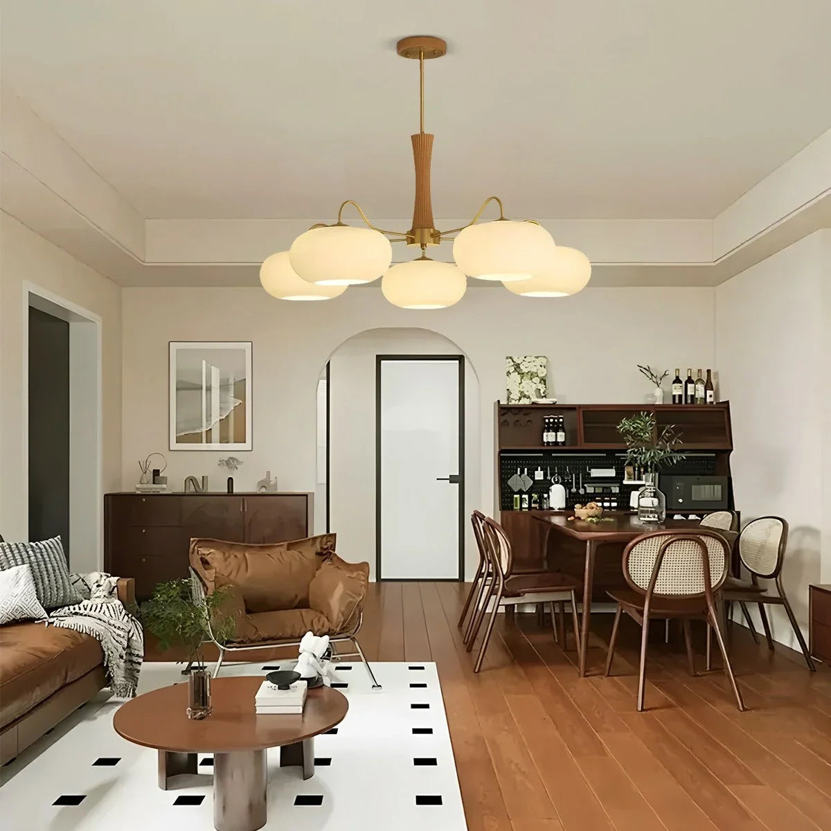 Brass Wooden Persimmon Chandelier – Brass detail 28