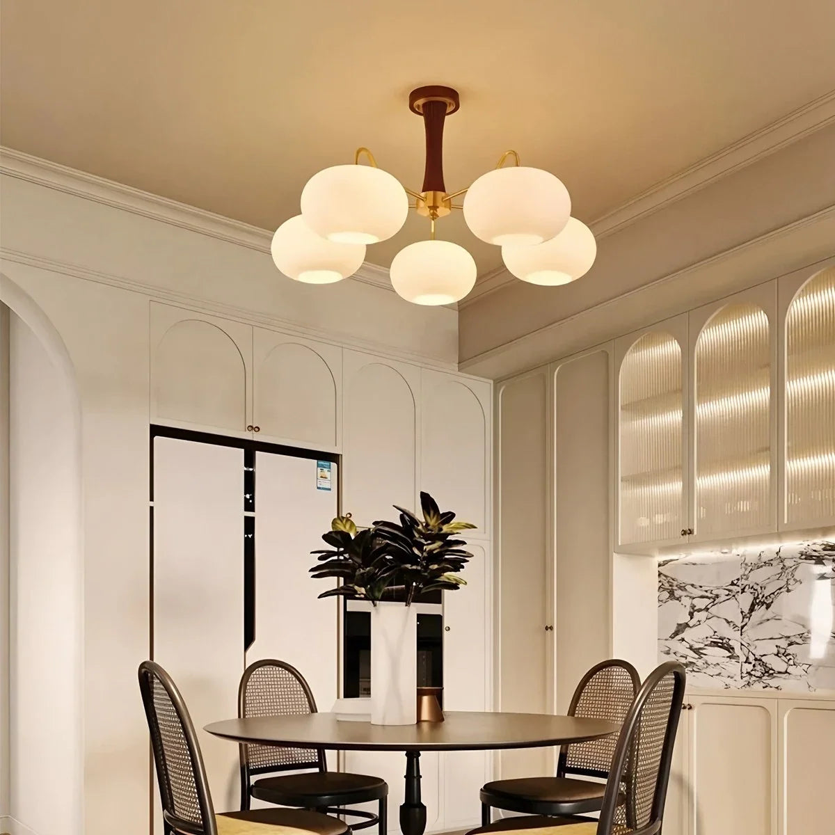Brass Wooden Persimmon Chandelier – Brass detail 2