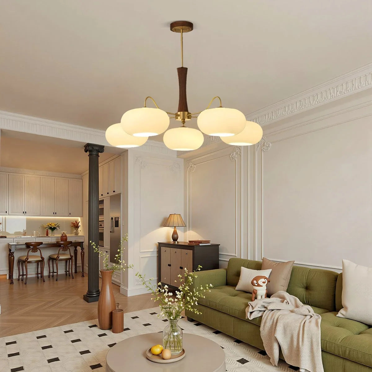 Brass Wooden Persimmon Chandelier – Brass detail 16