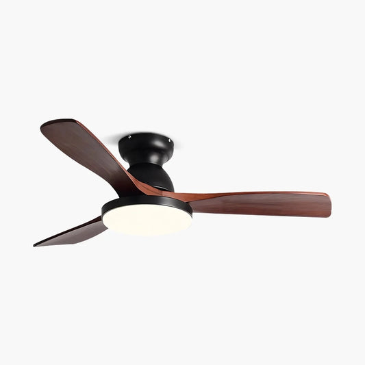 Vintage 3-Leaf Wood Ceiling Fan Lamp