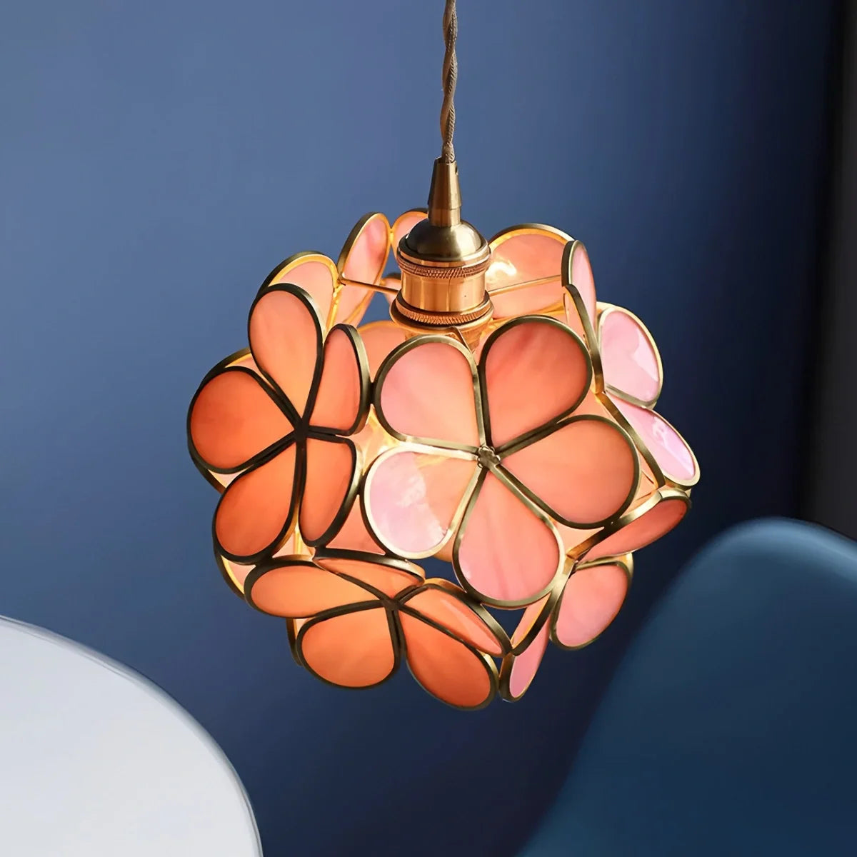 Cherry Blossom Stained Glass Pendant Light – Glass detail 8