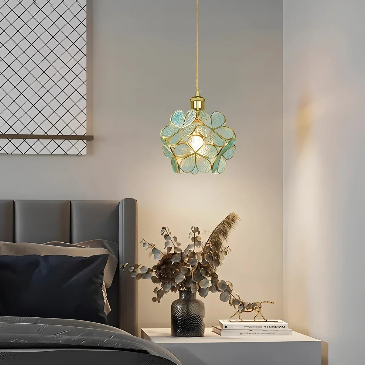 Cherry Blossom Stained Glass Pendant Light – Glass detail 2