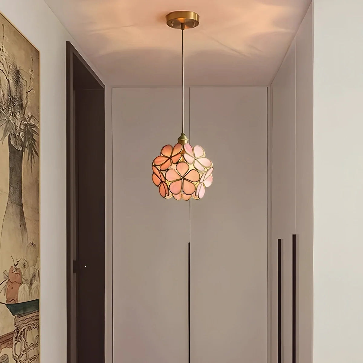 Cherry Blossom Stained Glass Pendant Light – Glass detail 9