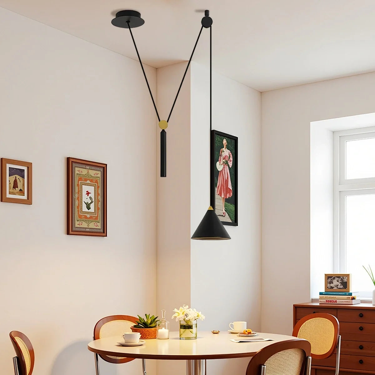 Cone Counterweight Pulley Swag Pendant Lamp – detail 5