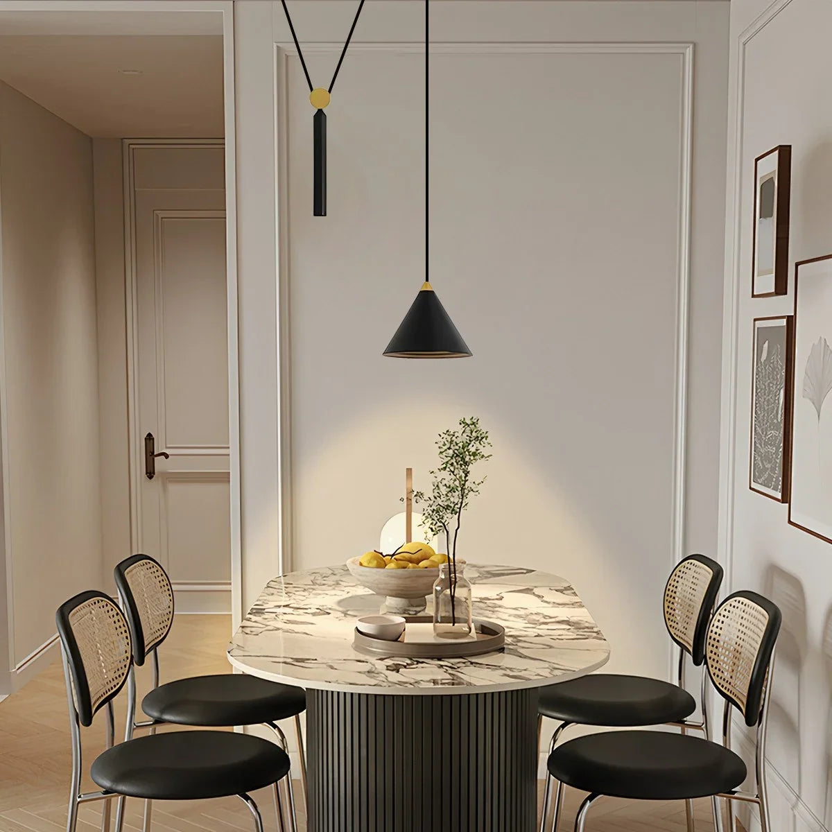 Cone Counterweight Pulley Swag Pendant Lamp – detail 6