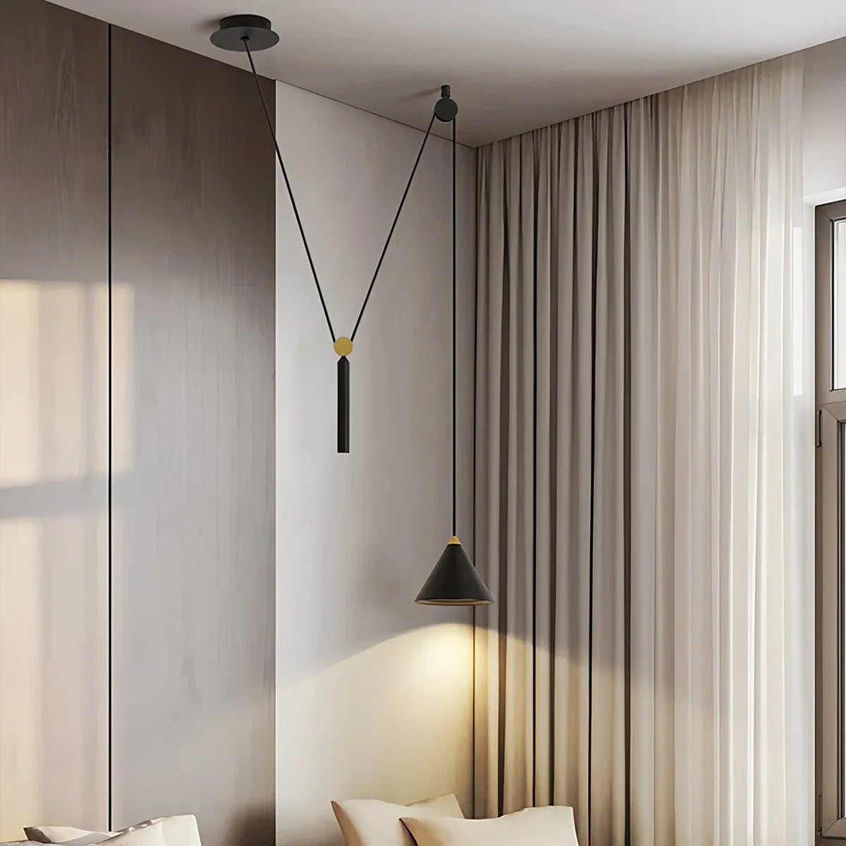 Cone Counterweight Pulley Swag Pendant Lamp – detail 7