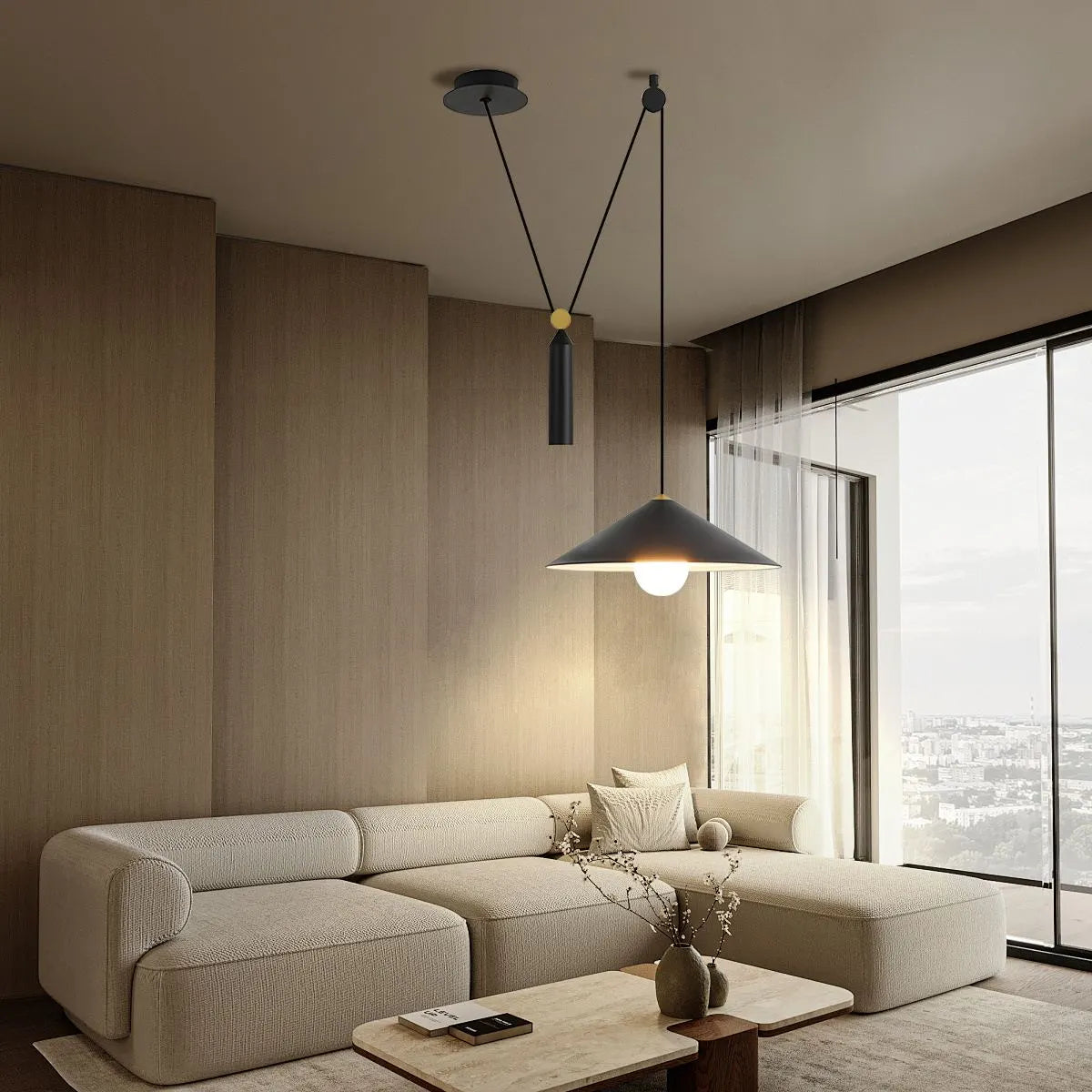 Cone Counterweight Pulley Swag Pendant Lamp – detail 15