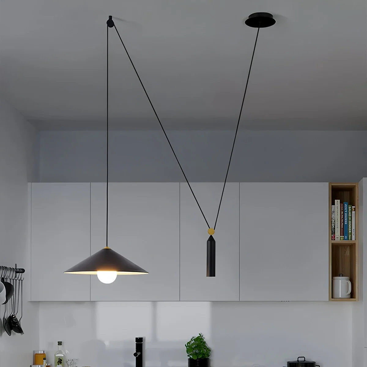 Cone Counterweight Pulley Swag Pendant Lamp – detail 16