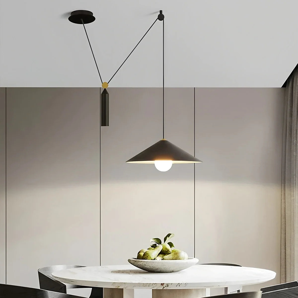 Cone Counterweight Pulley Swag Pendant Lamp – detail 2
