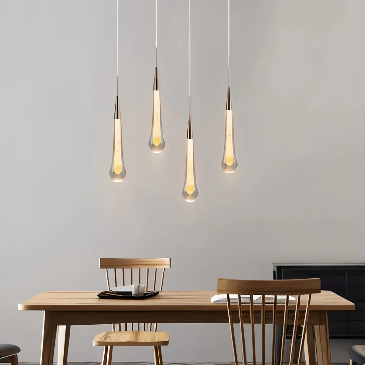 Drop Crystal Chrome Pendant Light for Bedroom – Crystal detail 2