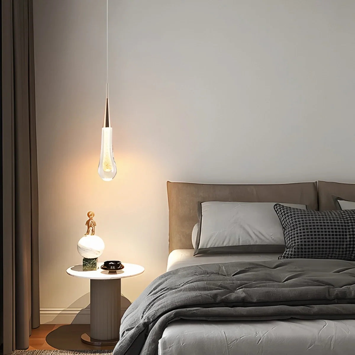 Drop Crystal Chrome Pendant Light for Bedroom – Crystal detail 7