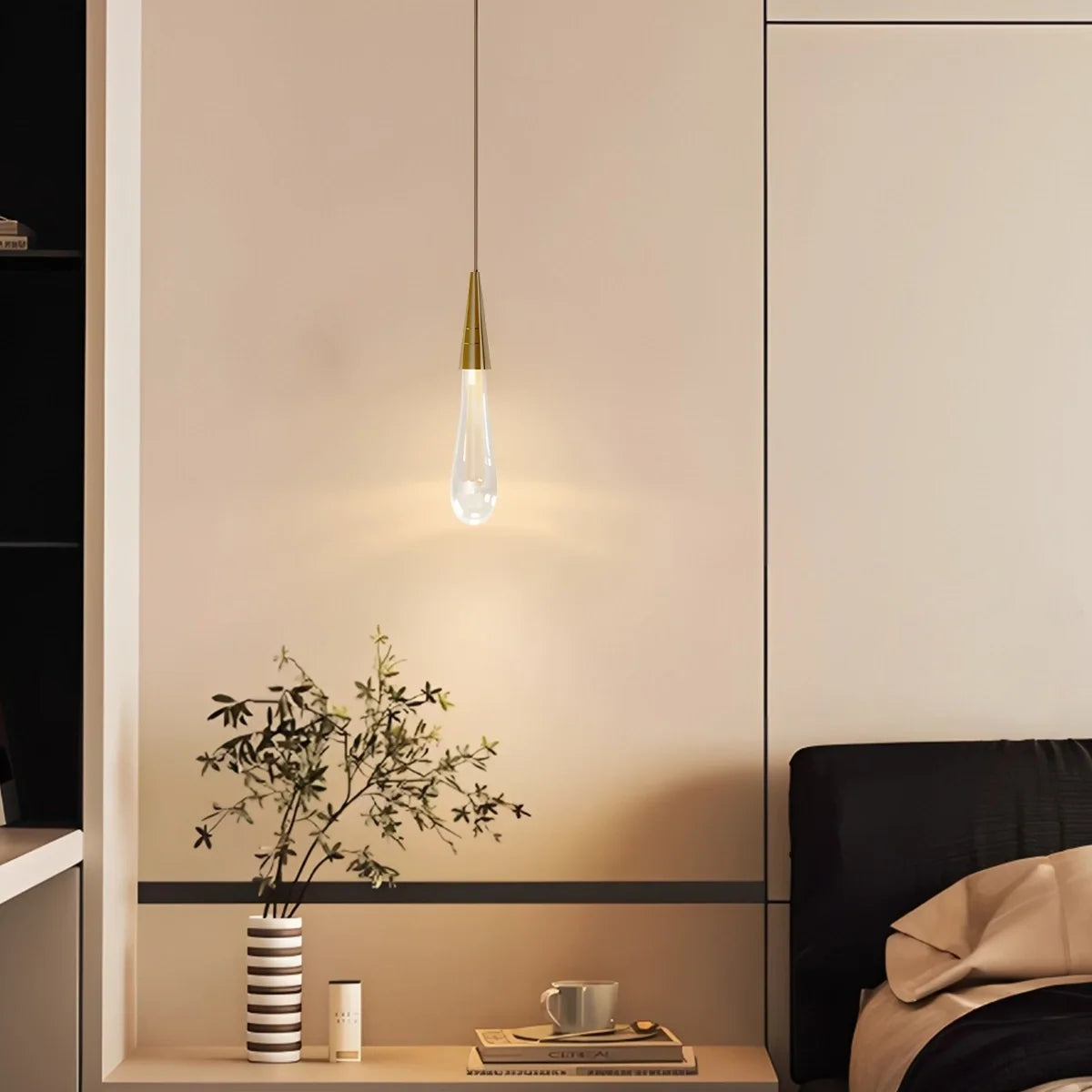 Drop Crystal Chrome Pendant Light for Bedroom – Crystal detail 8
