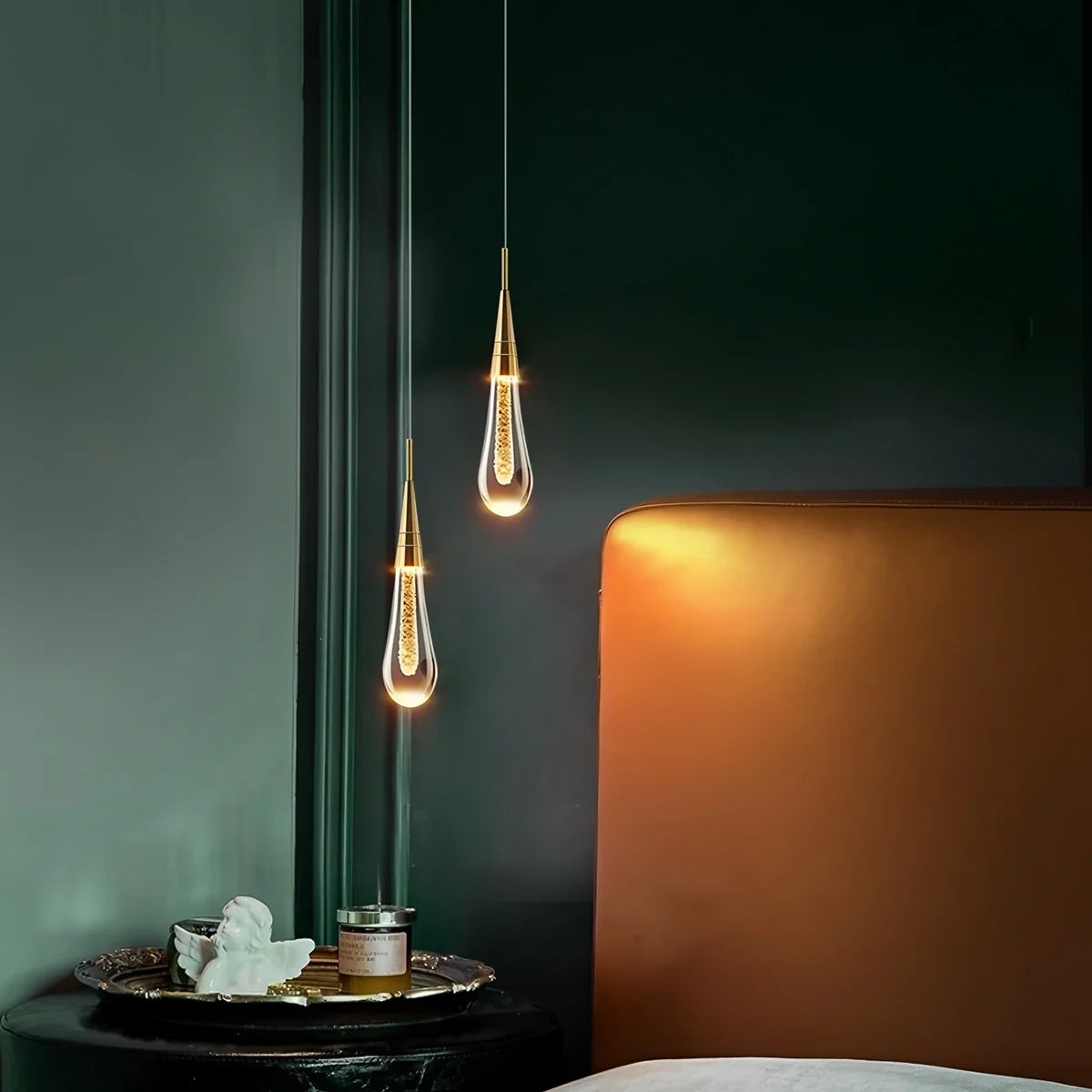 Drop Crystal Chrome Pendant Light for Bedroom – Crystal detail 11