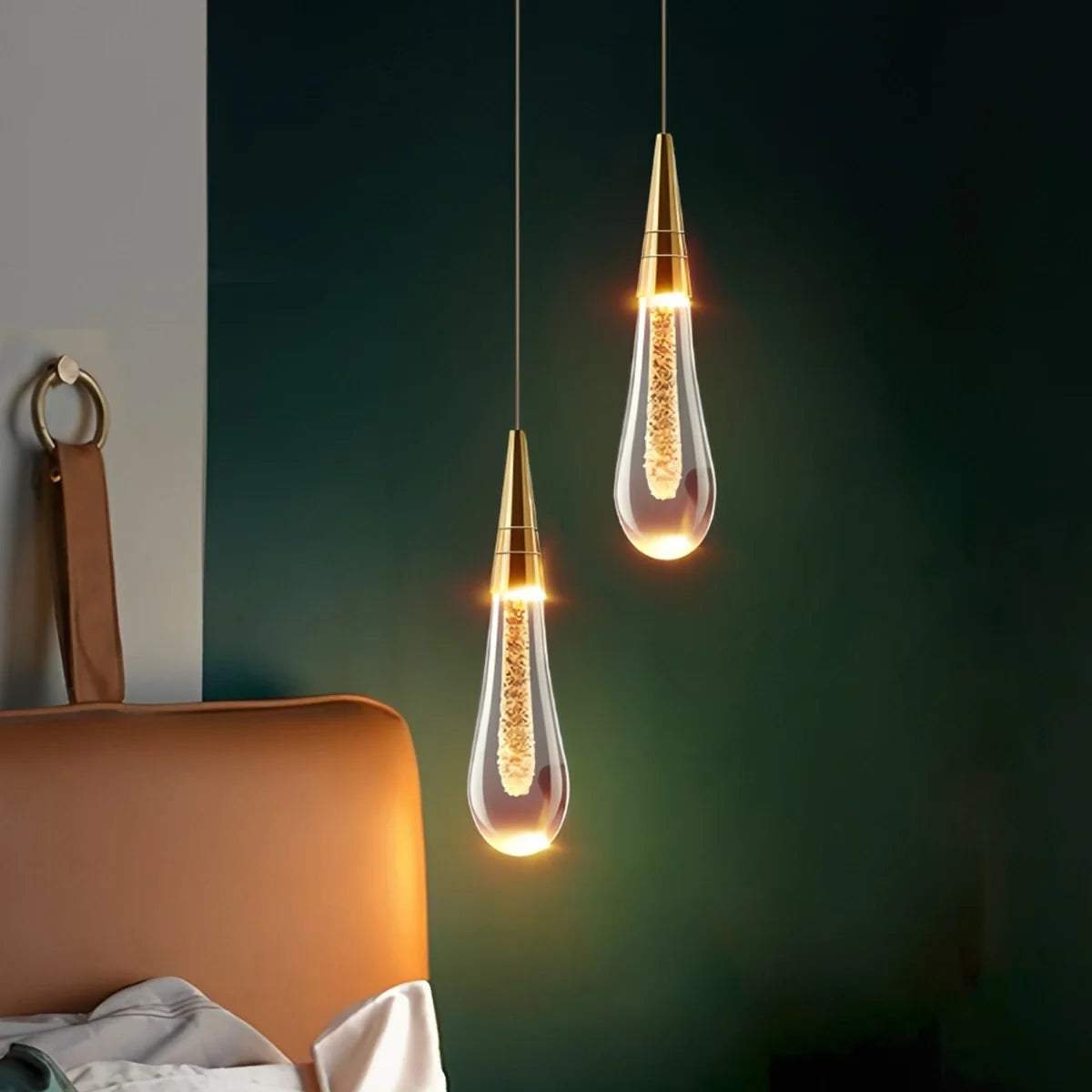 Drop Crystal Chrome Pendant Light for Bedroom – Crystal detail 12