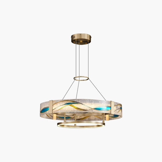 Enamel Round Brass Chandelier for Dining Area