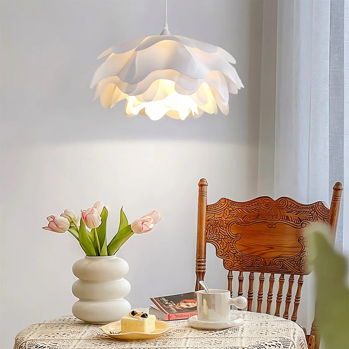 Flower Shaped White Pendant Lamp for Bedroom – detail 7