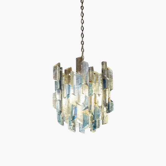 French Retro Ice Edged Glass Pendant Light