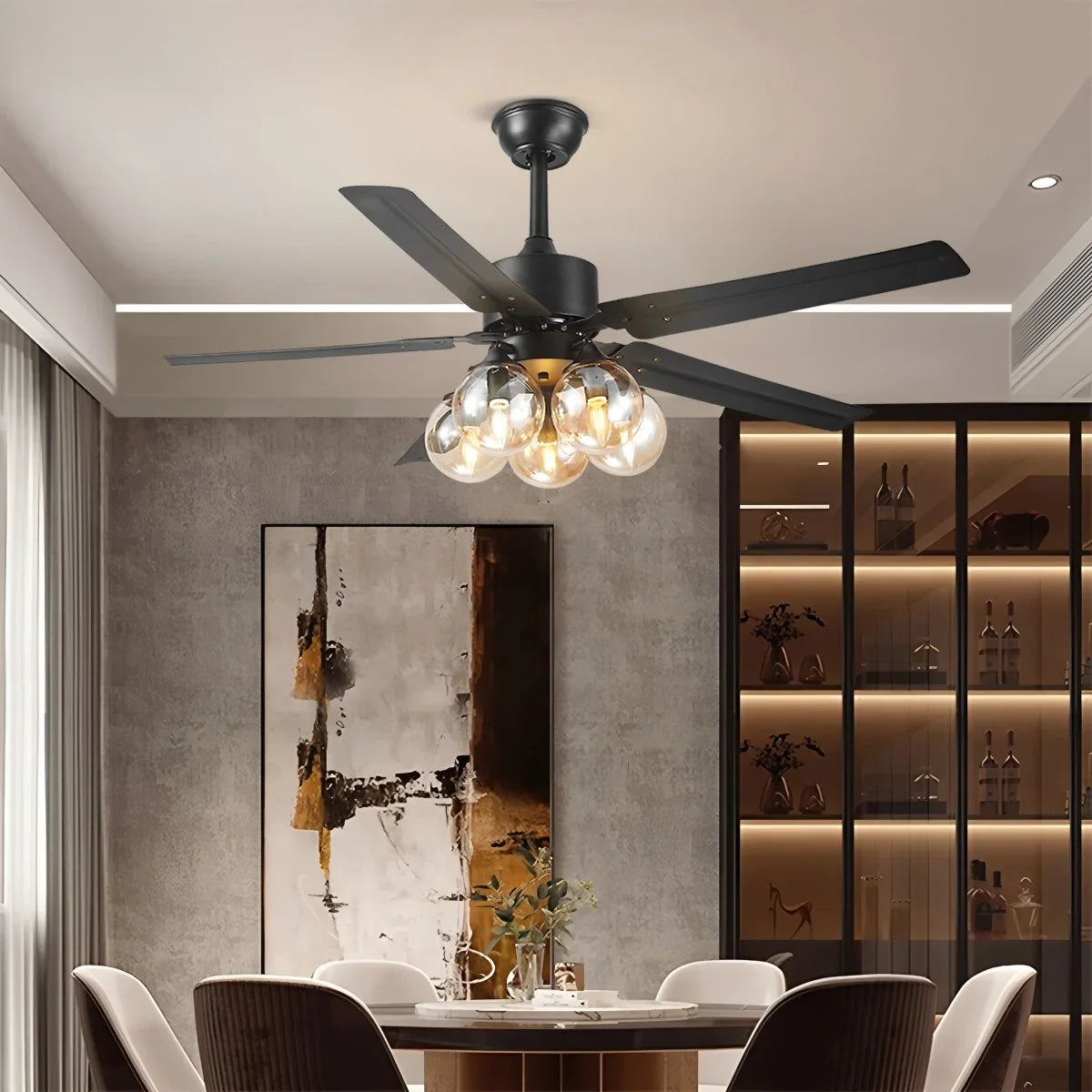 American Retro Glass Globe Ceiling Fan Light – Glass detail 2
