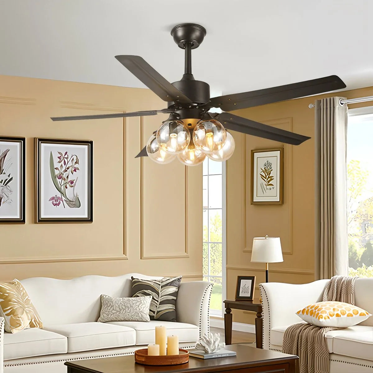 American Retro Glass Globe Ceiling Fan Light – Glass detail 6