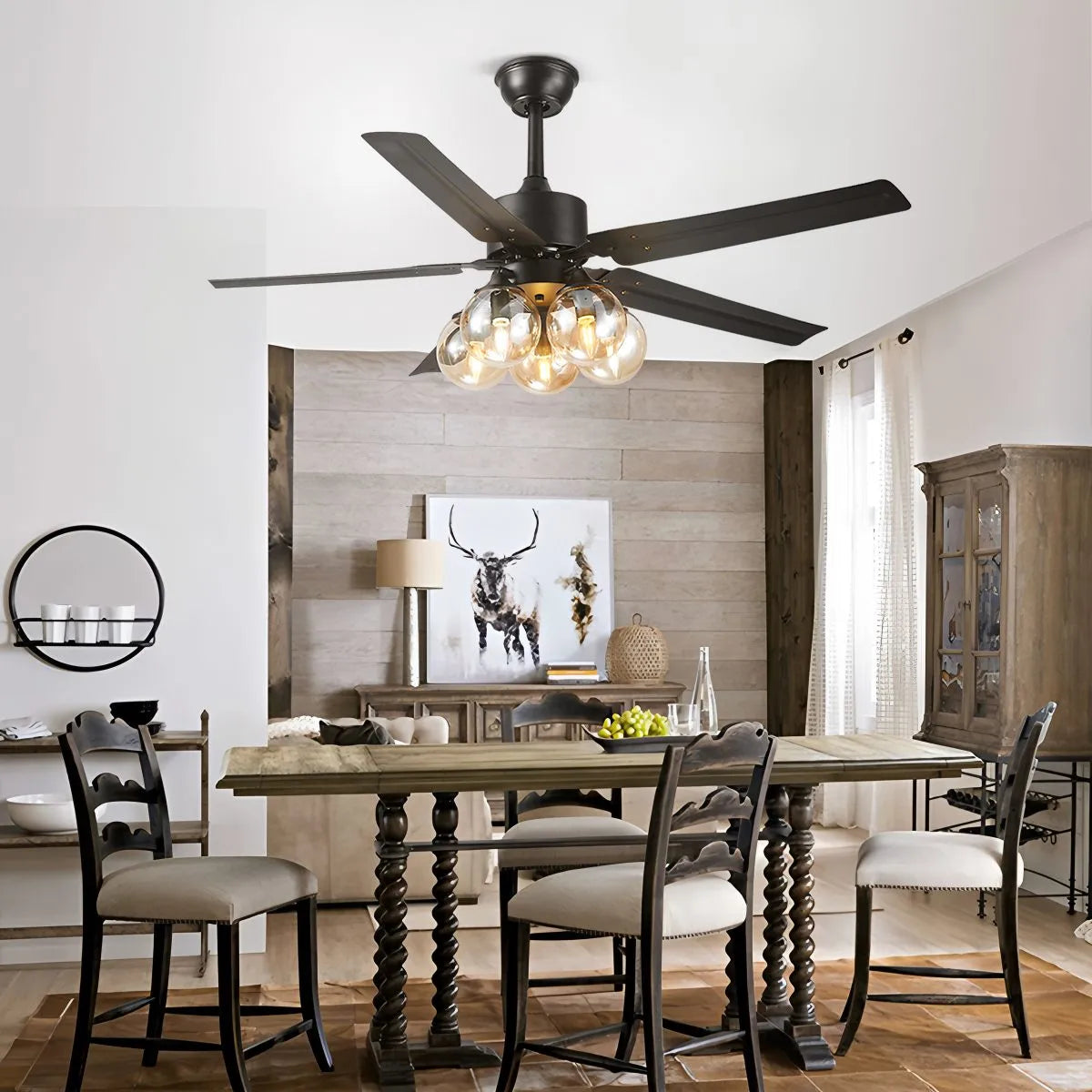 American Retro Glass Globe Ceiling Fan Light – Glass detail 8