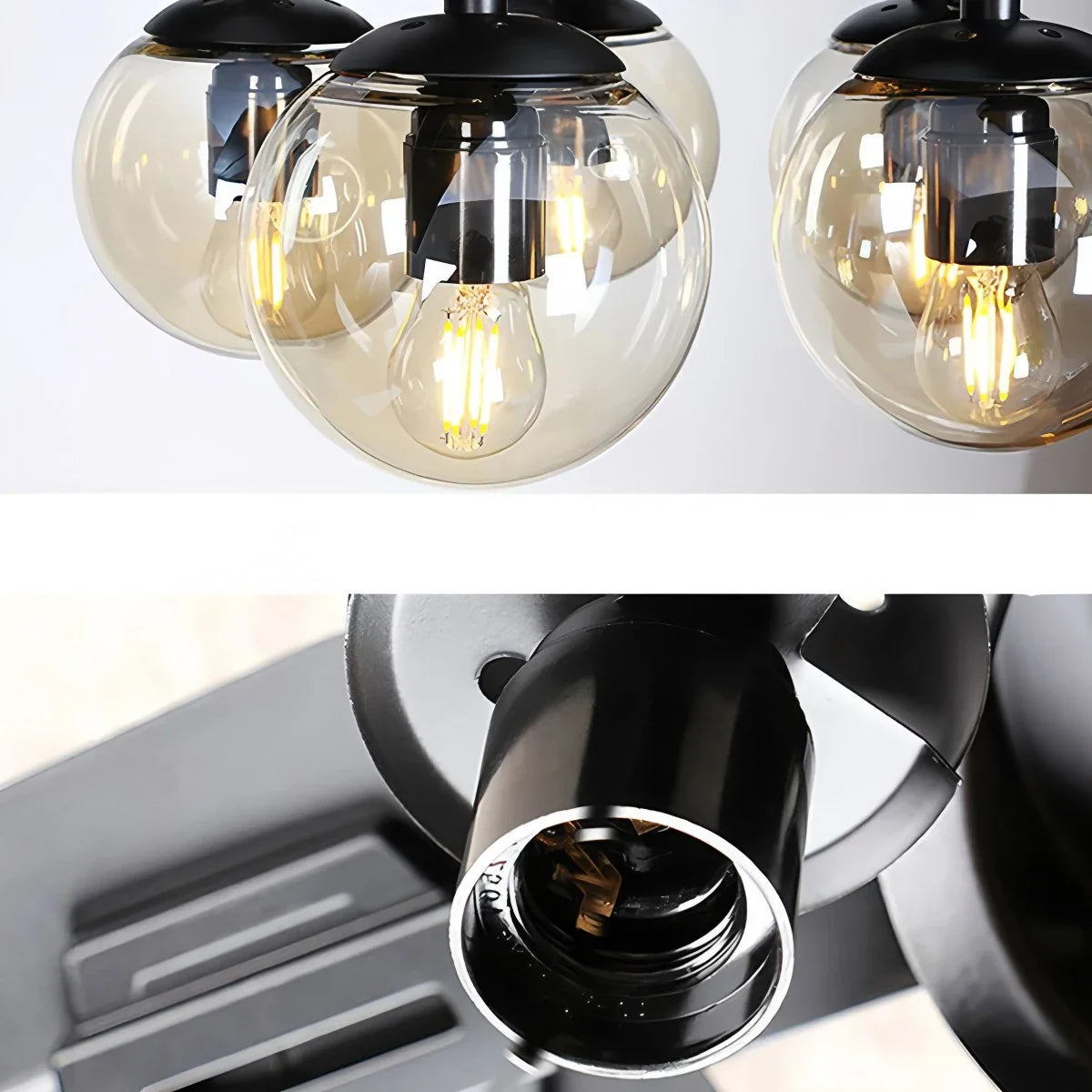 American Retro Glass Globe Ceiling Fan Light – Glass detail 11