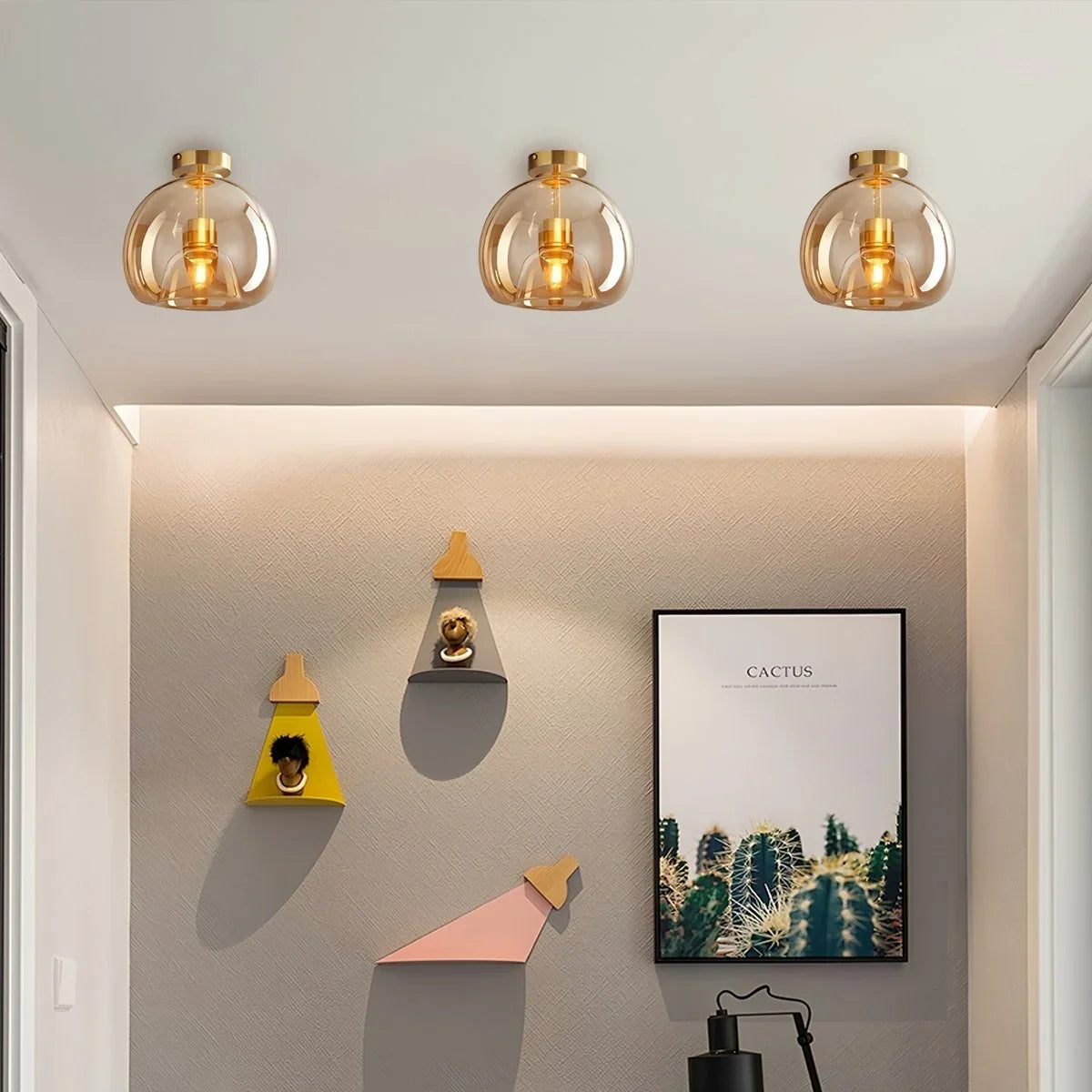 Vintage Glass Semi-Flush Ceiling Light for Entryway – Glass detail 5