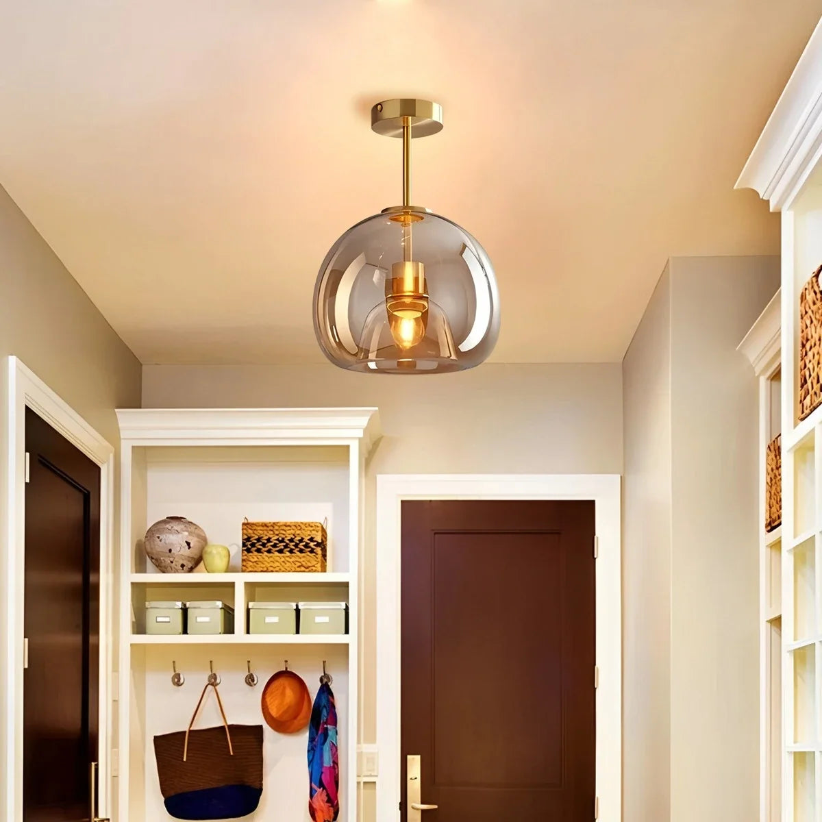 Vintage Glass Semi-Flush Ceiling Light for Entryway – Glass detail 17