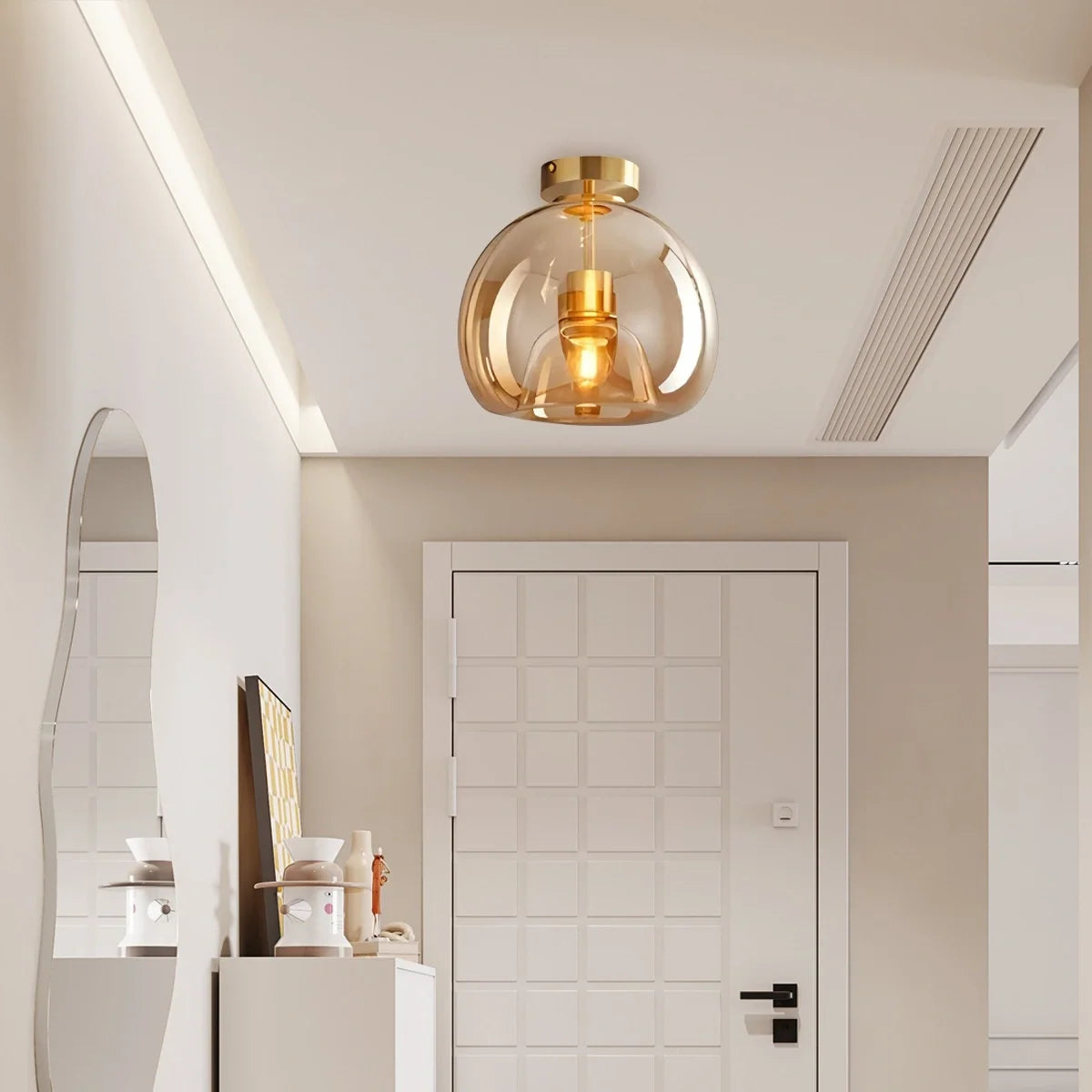 Vintage Glass Semi-Flush Ceiling Light for Entryway – Glass detail 2