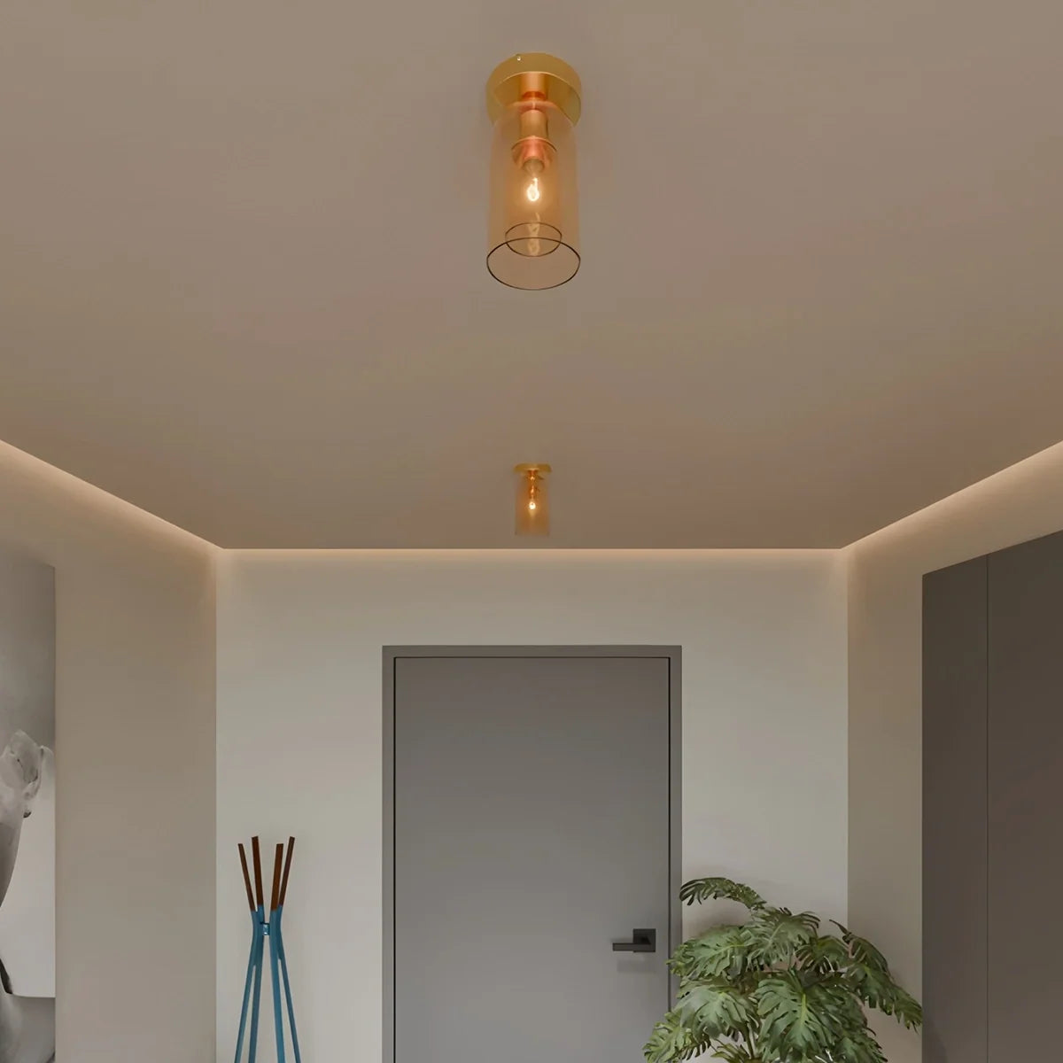 Vintage Glass Semi-Flush Ceiling Light for Entryway – Glass detail 13