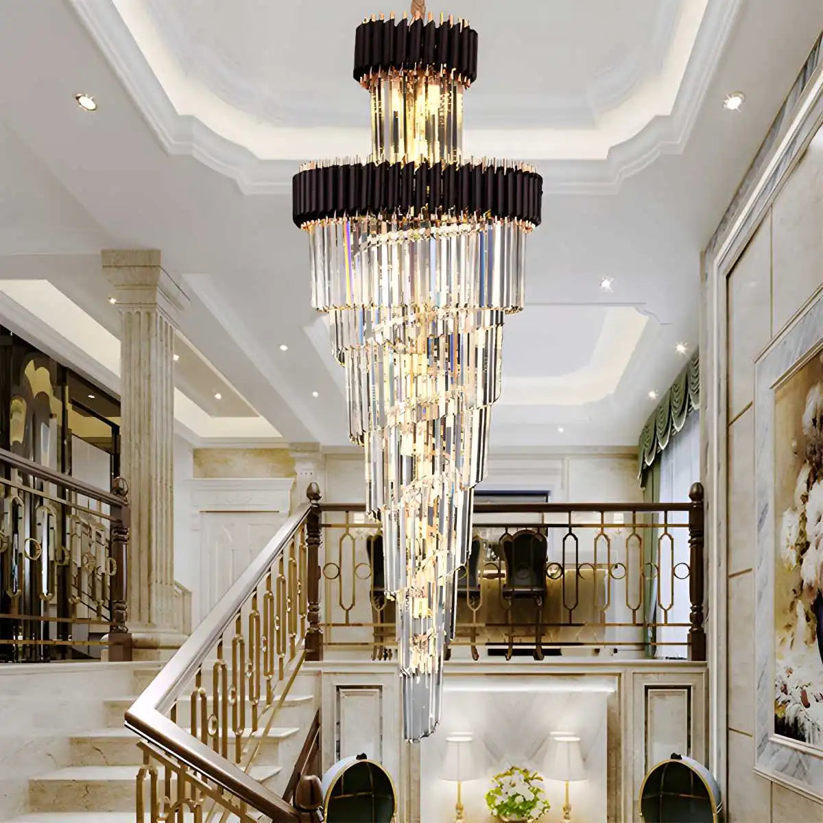 Large Crystal Long Chandelier – Crystal detail 7