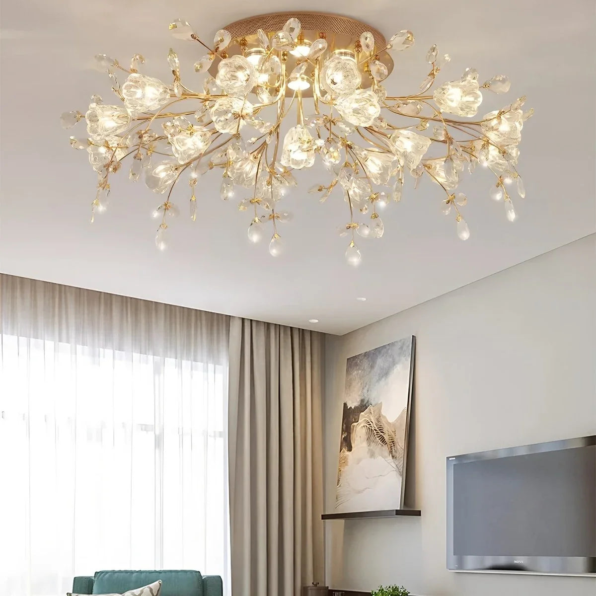Lily Art Deco Flower Ceiling Light for Bedroom – detail 12