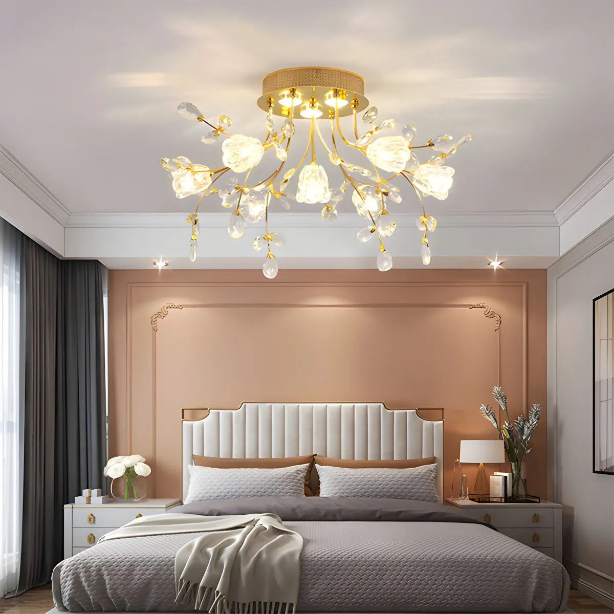 Lily Art Deco Flower Ceiling Light for Bedroom – detail 2