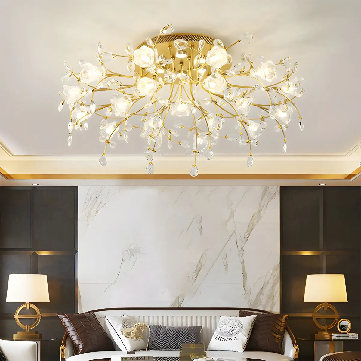 Lily Art Deco Flower Ceiling Light for Bedroom – detail 15