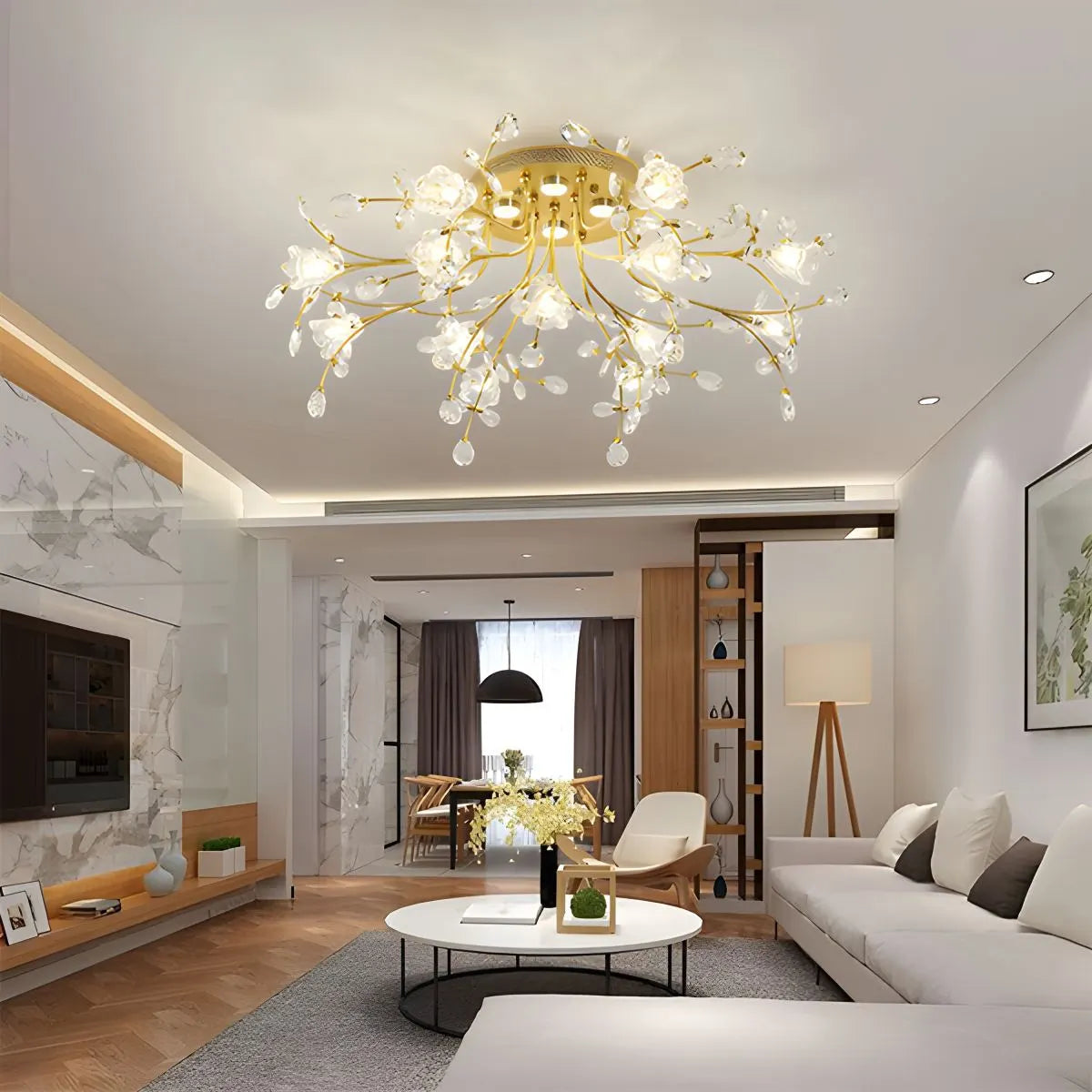 Lily Art Deco Flower Ceiling Light for Bedroom – detail 5
