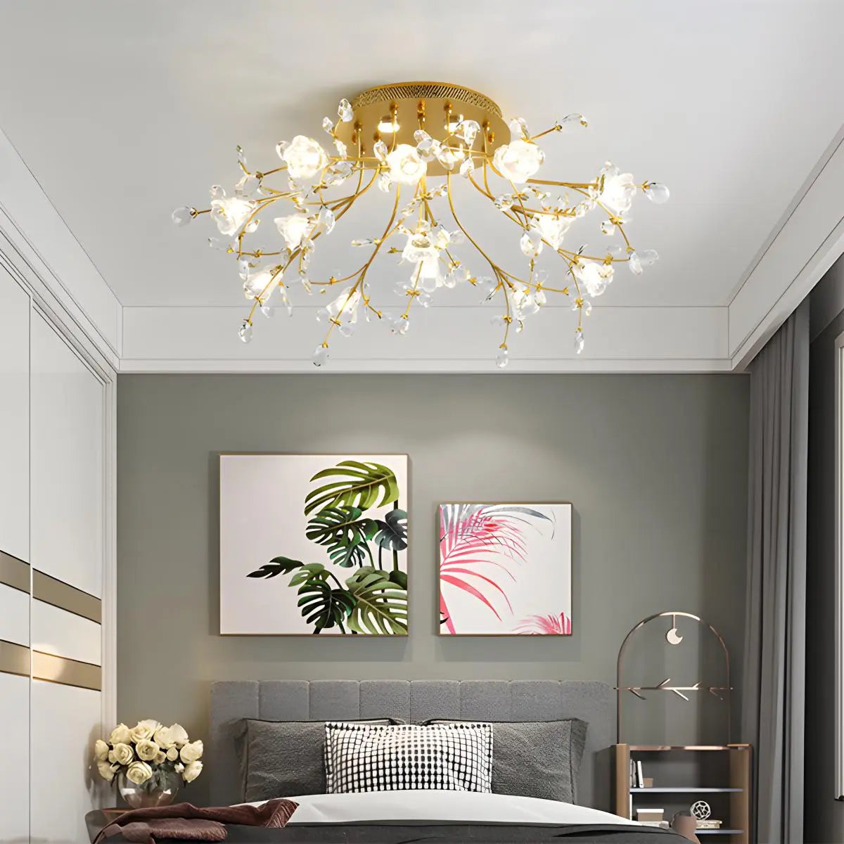 Lily Art Deco Flower Ceiling Light for Bedroom – detail 6
