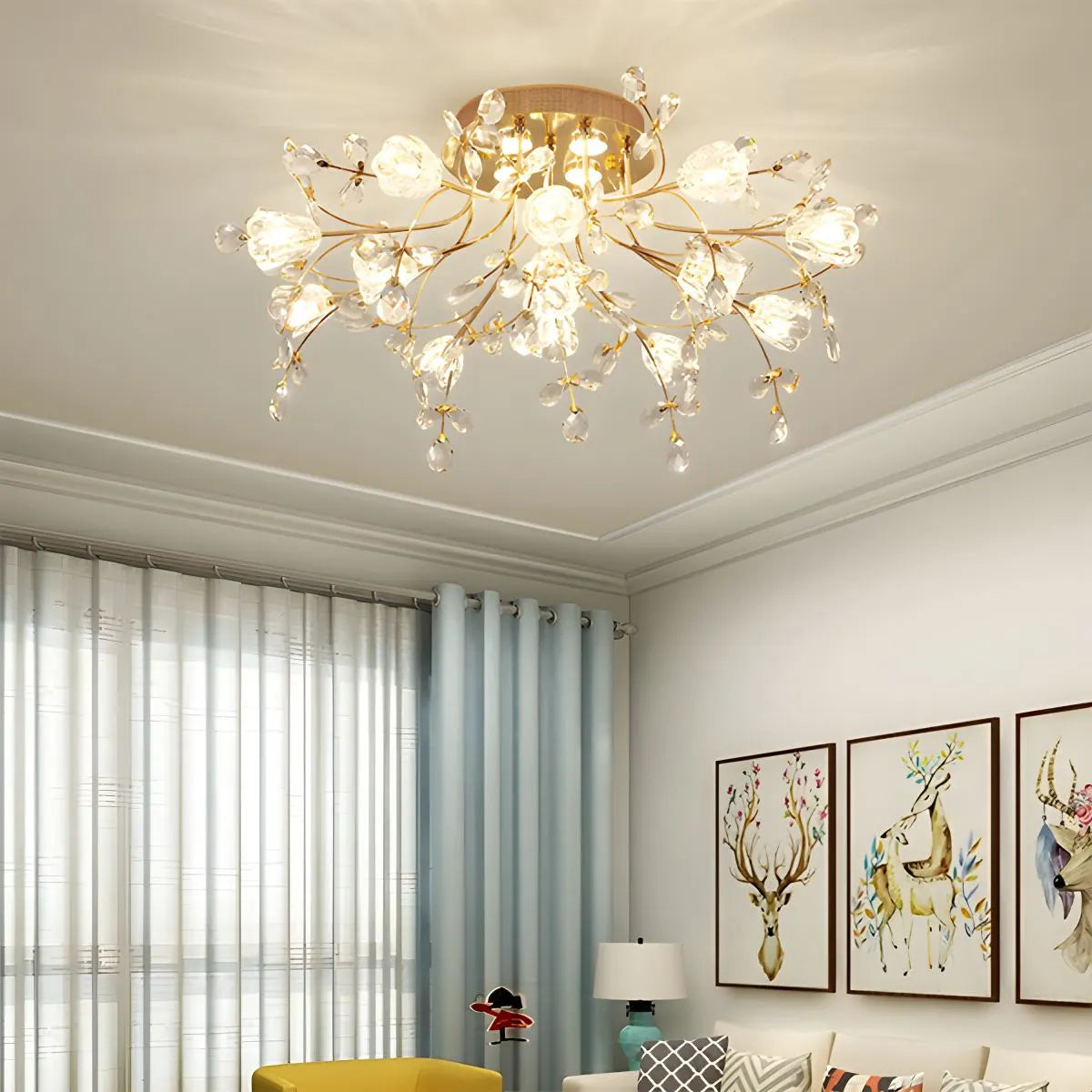 Lily Art Deco Flower Ceiling Light for Bedroom – detail 7
