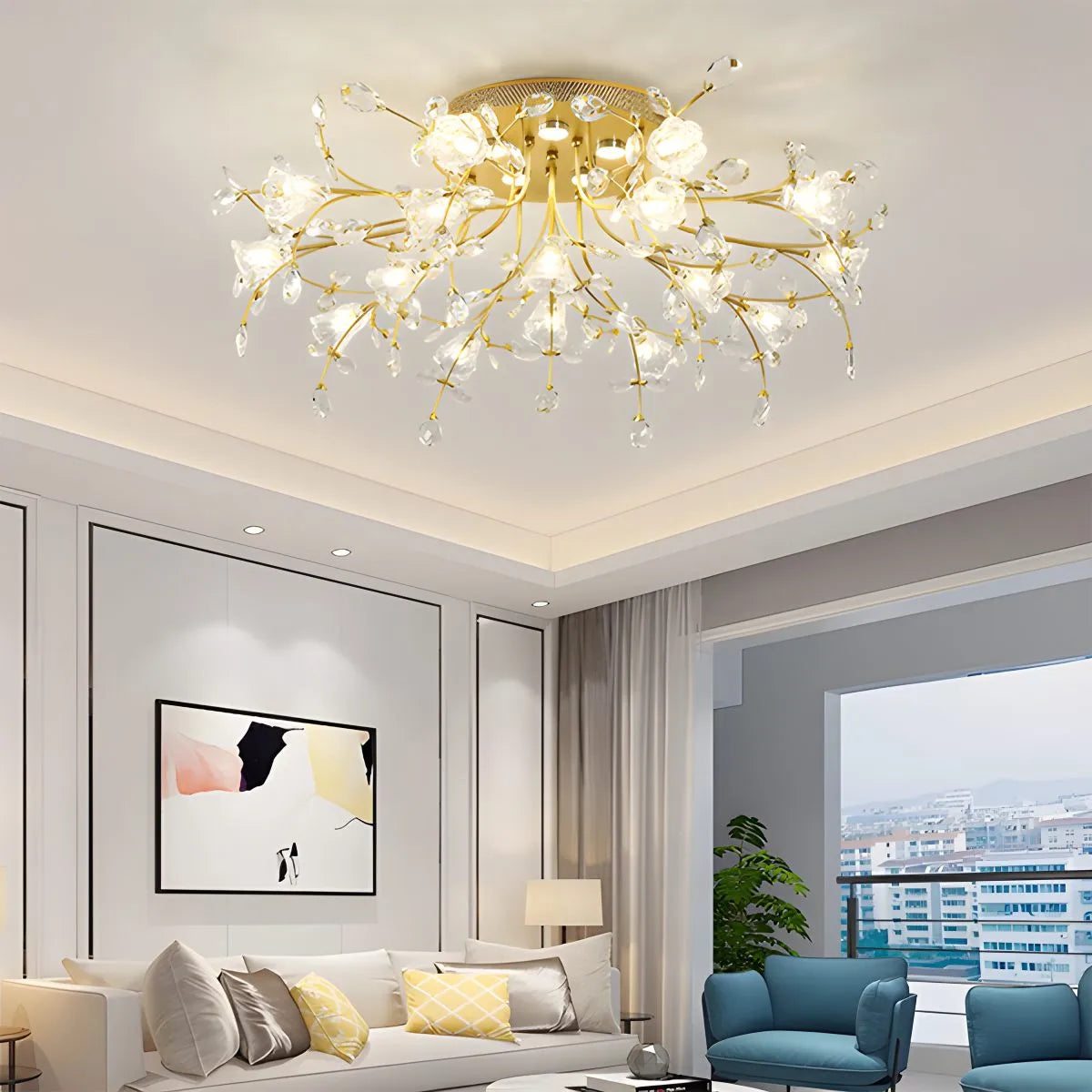 Lily Art Deco Flower Ceiling Light for Bedroom – detail 9