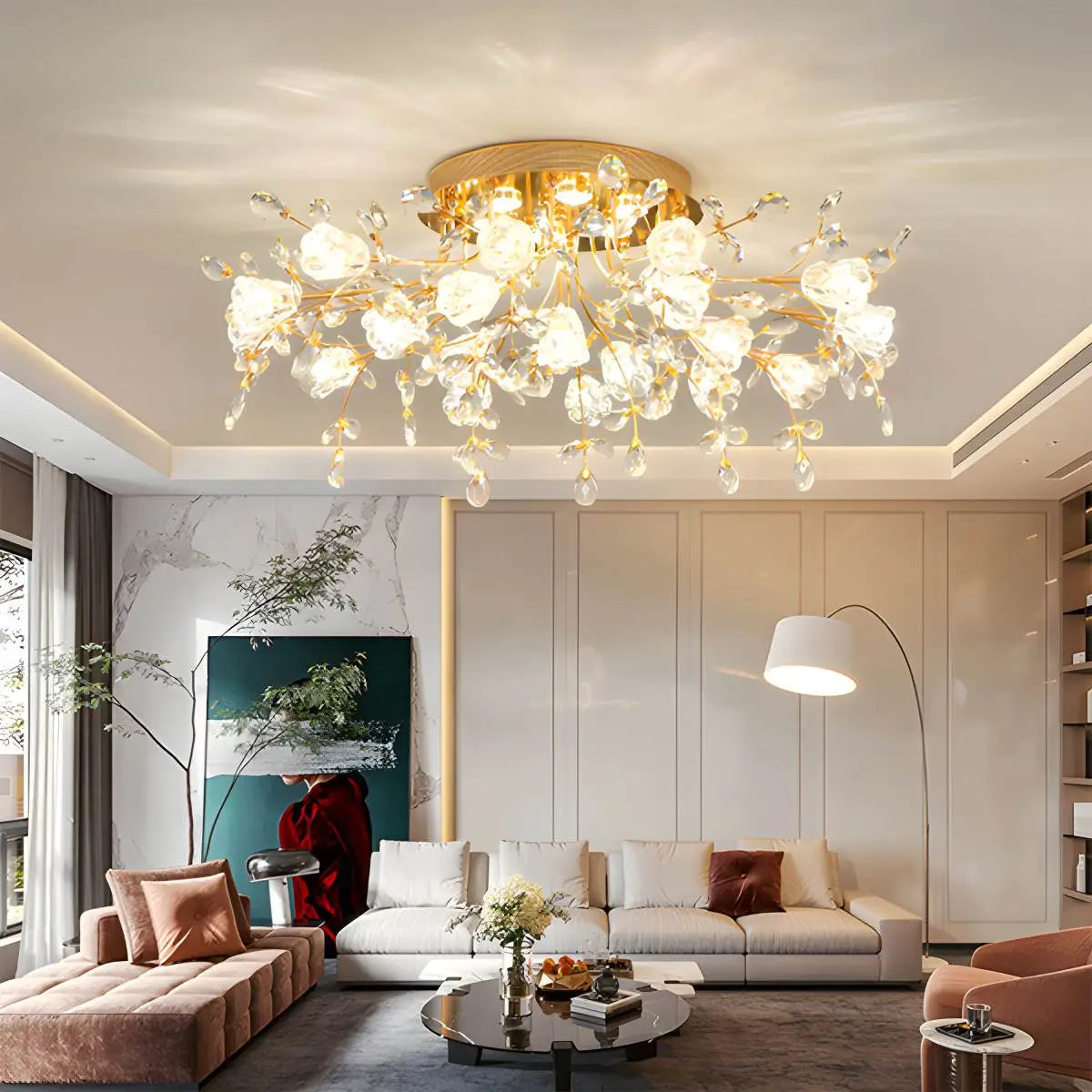 Lily Art Deco Flower Ceiling Light for Bedroom – detail 13