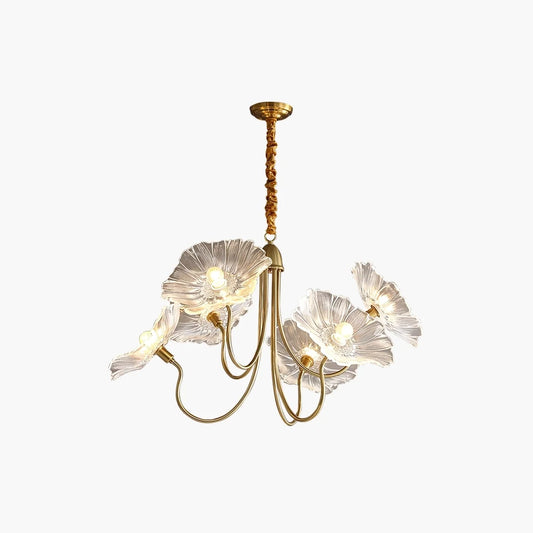 Lotus Leaf Glass Chandelier for Living Room