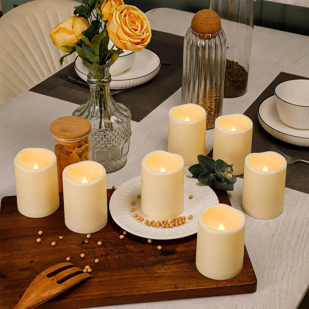 Ivory LED Flameless Paraffin Candle 12 Pack × 8 Flameless Candle