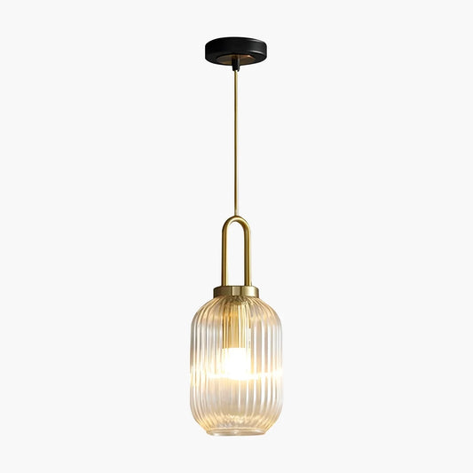 Modern Ribbed Clear Glass Pendant Light