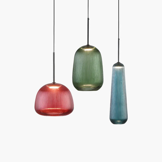 Nordic Pleated Colored Glass Pendant Light